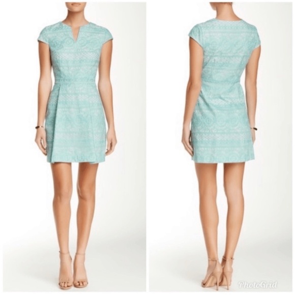 Cynthia Steffe embroidered aqua dress - Picture 1 of 6